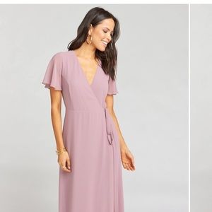 Bridesmaid dress. Noelle flutter wrap dress Sz xs